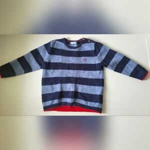 Mayoral baby boy's light blue/navy blue striped sweater 18mos